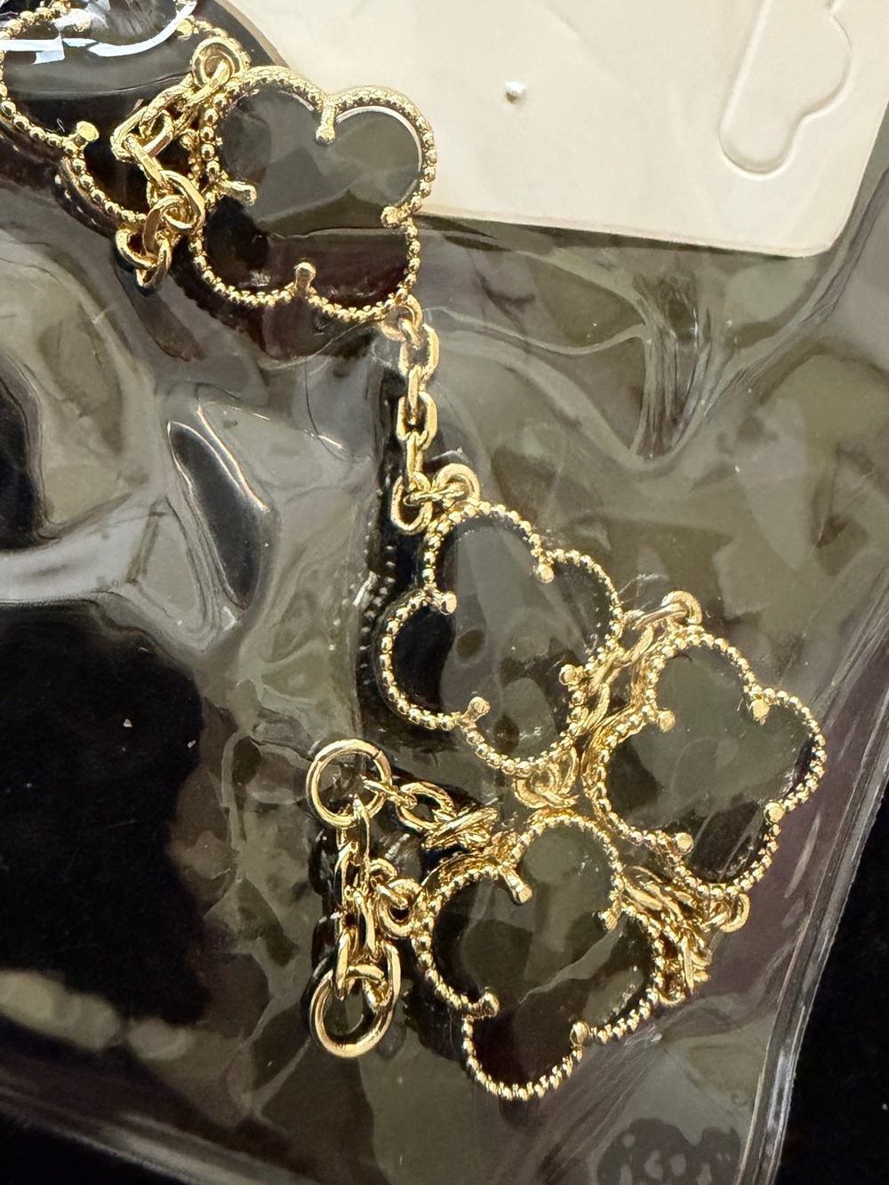 Source Unknown Gold and Black Clover Link Bracelet